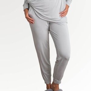 NEW FACEPLANT DREAMS MAYA BAMBOO CUFFED LOUNGE PANTS Gray Fog Wide Waist XL